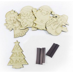 Wooden Christmas Magnet Pack of 5 Wooden Christmas Magnet Pack of 5